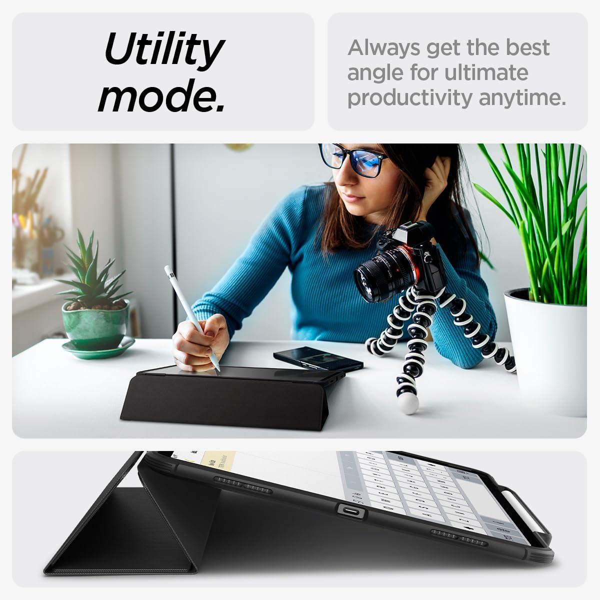 imageSpigen for iPad Air 13 Inch Case M3 2025 iPad Air 13 Inch Case M2 2024 Rugged Armor Pro Protective TriFold Cover with Pencil Holder BlackBlack