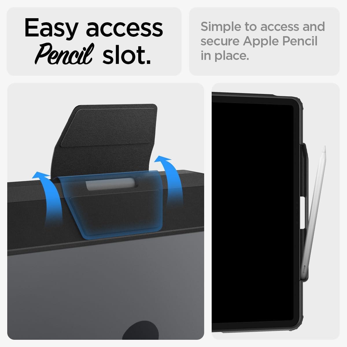 imageSpigen for iPad Air 13 Inch Case M3 2025 iPad Air 13 Inch Case M2 2024 Ultra Hybrid Pro Protective TriFold Cover Transparent Back and with Pencil Holder Black