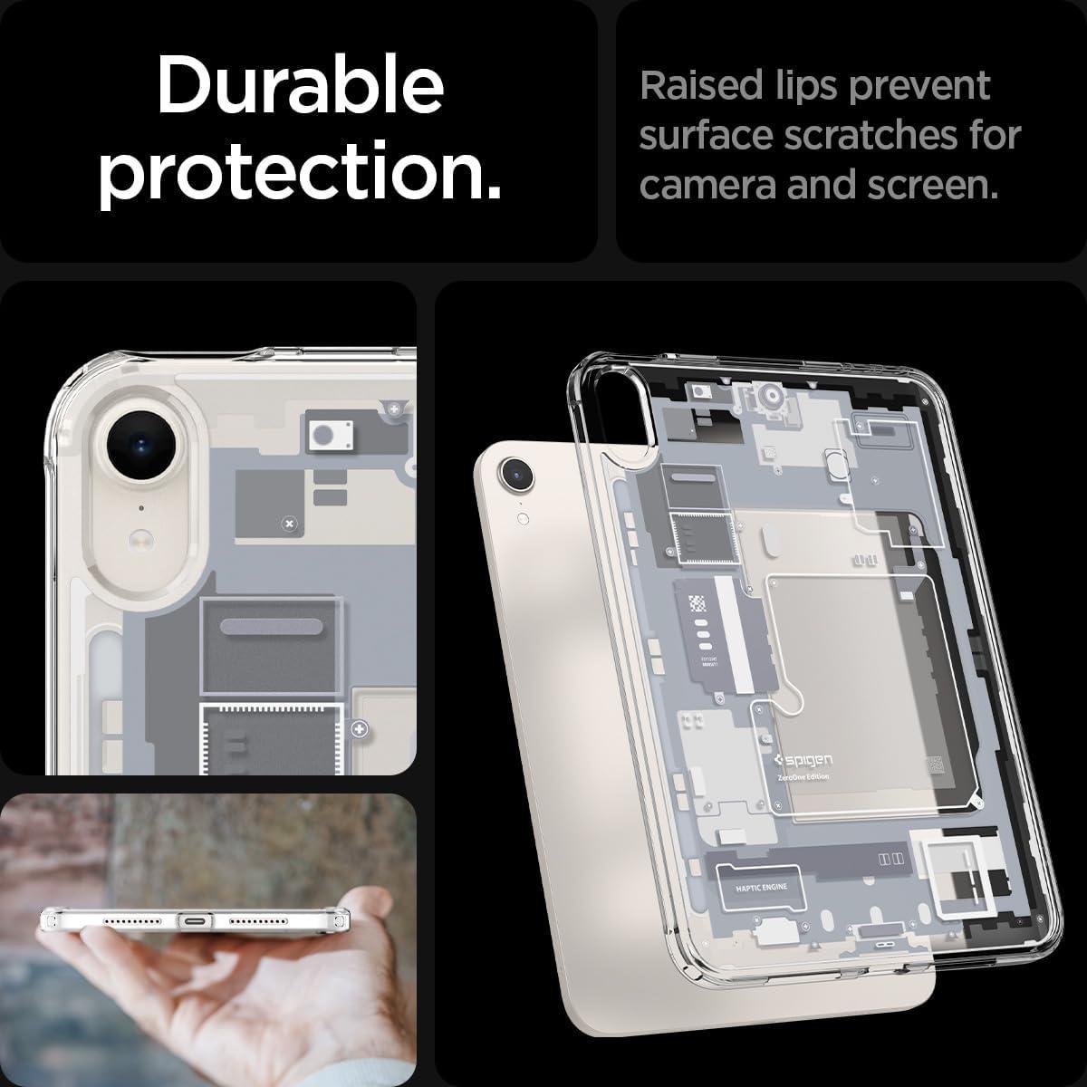 imageSpigen for iPad mini 7 Case A17 Pro 2024 83 Inch Ultra Hybrid Pro iPad mini 7th6th Generation Case 20242021 wClear Transparent Back and Pencil Holder BlackZero One White