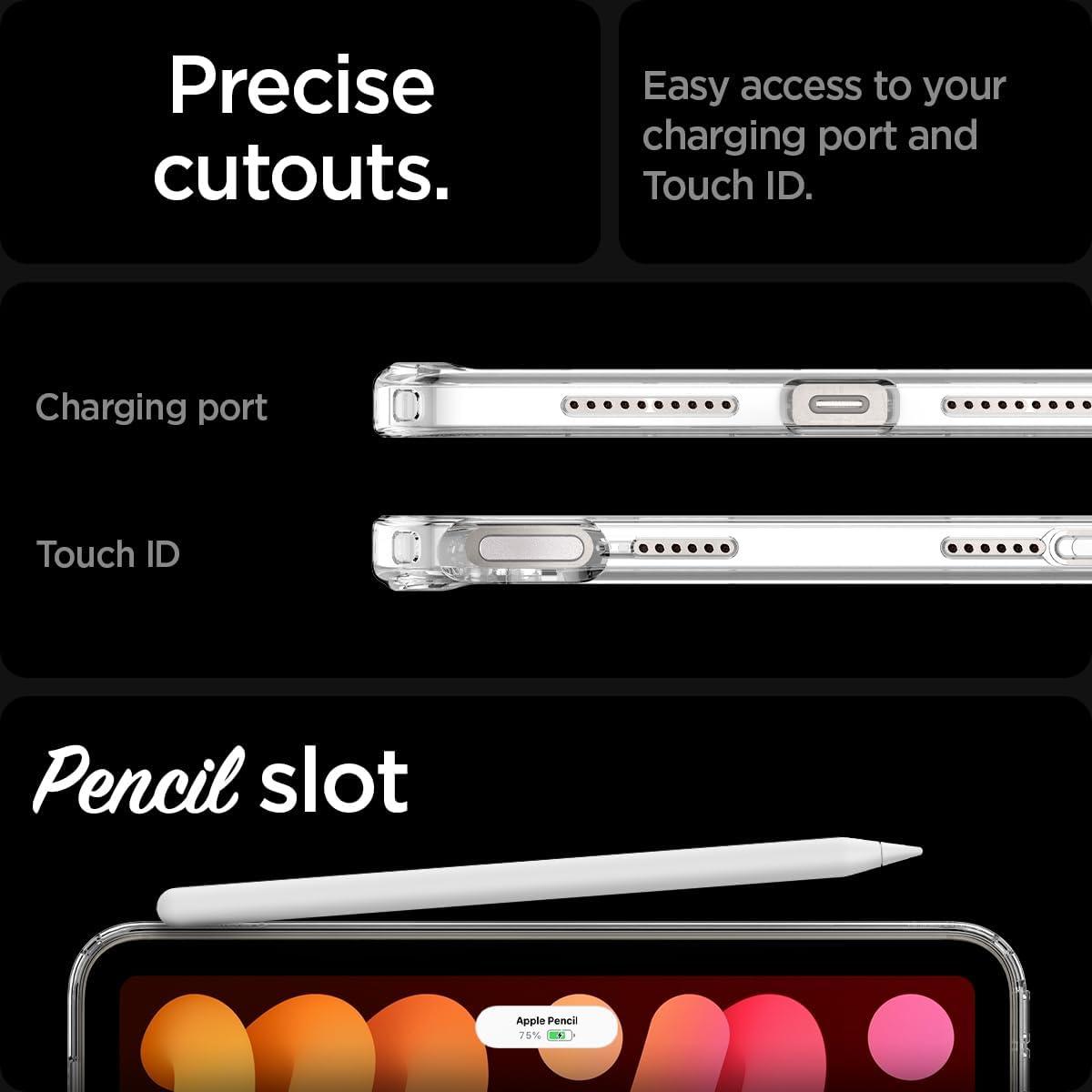 imageSpigen for iPad mini 7 Case A17 Pro 2024 83 Inch Ultra Hybrid Pro iPad mini 7th6th Generation Case 20242021 wClear Transparent Back and Pencil Holder BlackZero One White