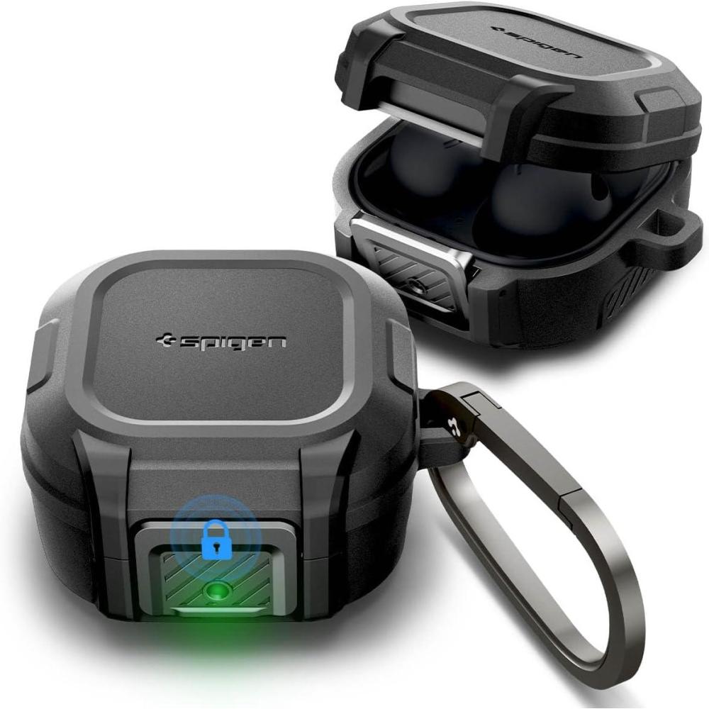imageSpigen Lock Fit Designed for Galaxy Buds Core 2025  FE 2023  Buds2 Pro 2022  Buds 2 2021  Buds Pro 2021  Buds Live 2020 Case with Secure Lock Protection  Vintage KhakiMatte Black