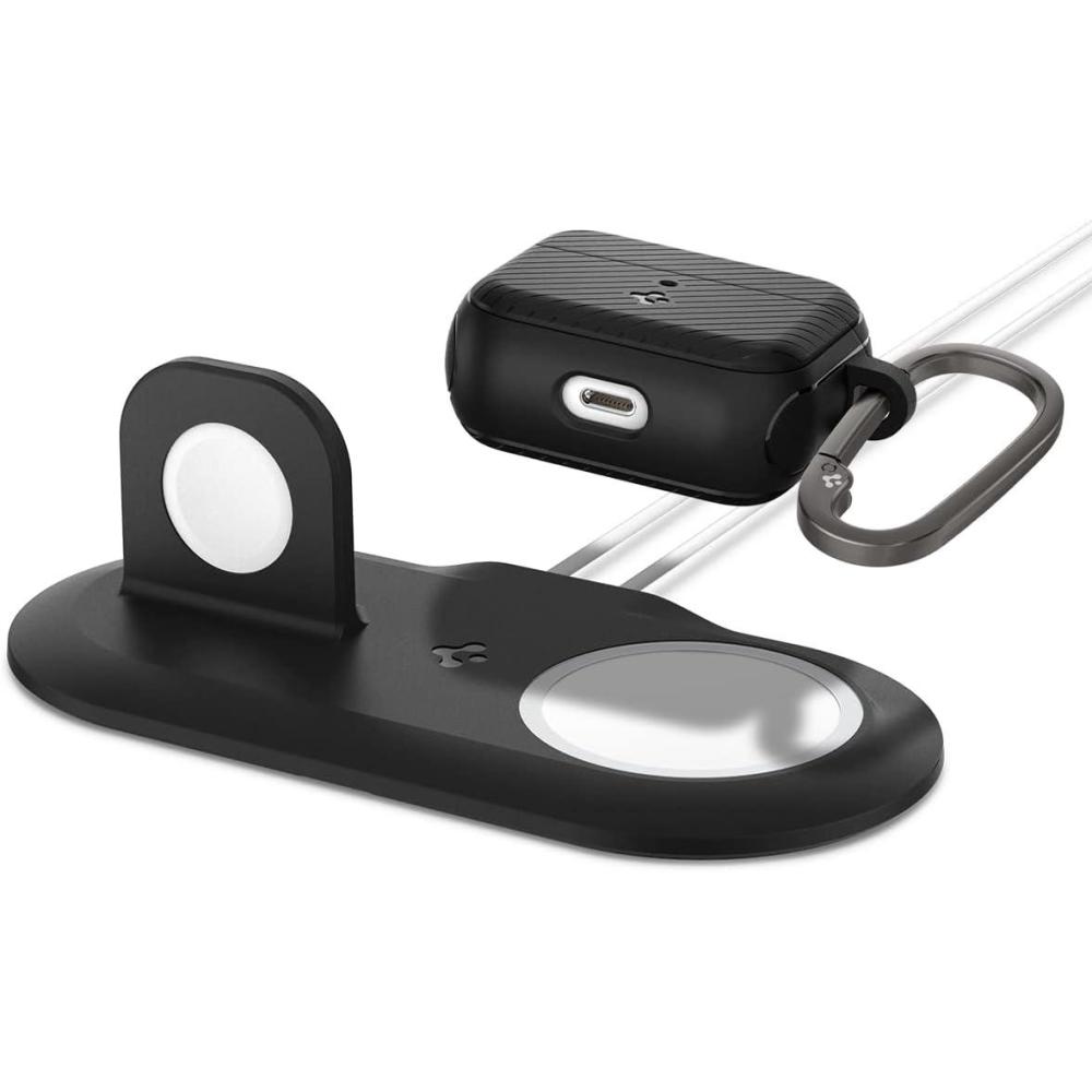 imageSpigen Mag Armor Airpods 3rd Generation MagSafe Case and Mag Fit Duo Stand Pad Black