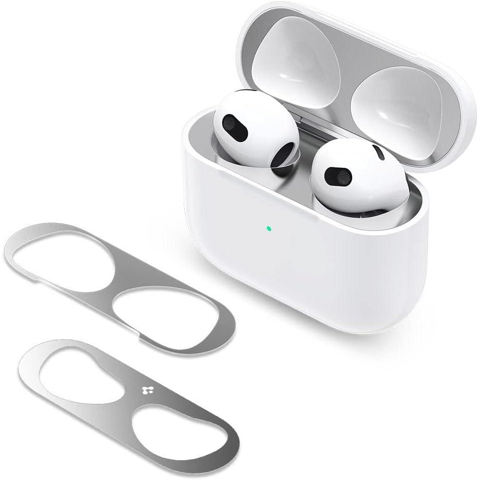 imageSpigen Shine Shield Designed for Airpods 3rd Generation 2021 AntiDust Sticker Dust Guard  Metallic Silver