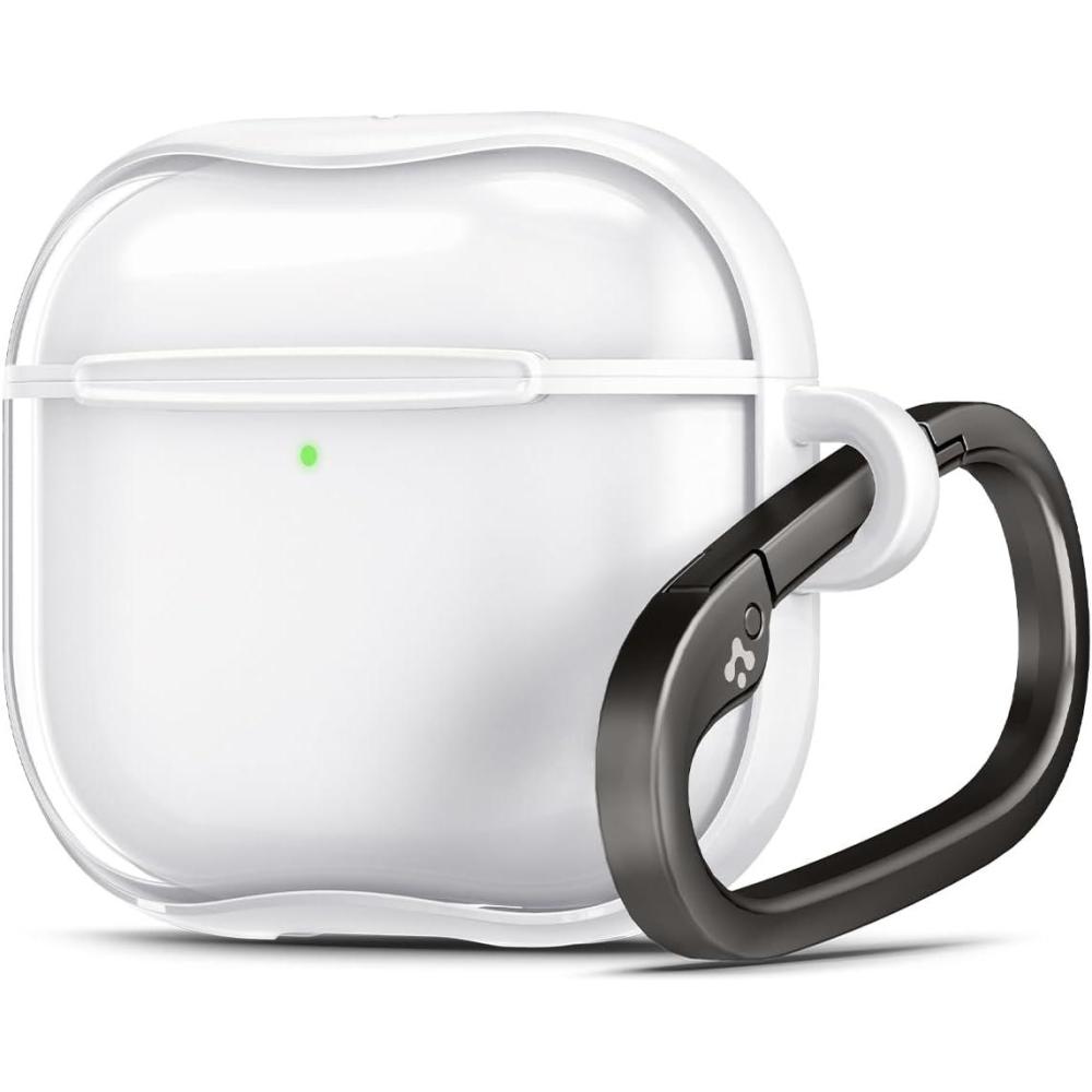 imageSpigen Ultra Hybrid Designed AirPods 4 Case 2024 AntiYellowing Clear Cover with Carabiner Key Chain Jet WhiteJet White
