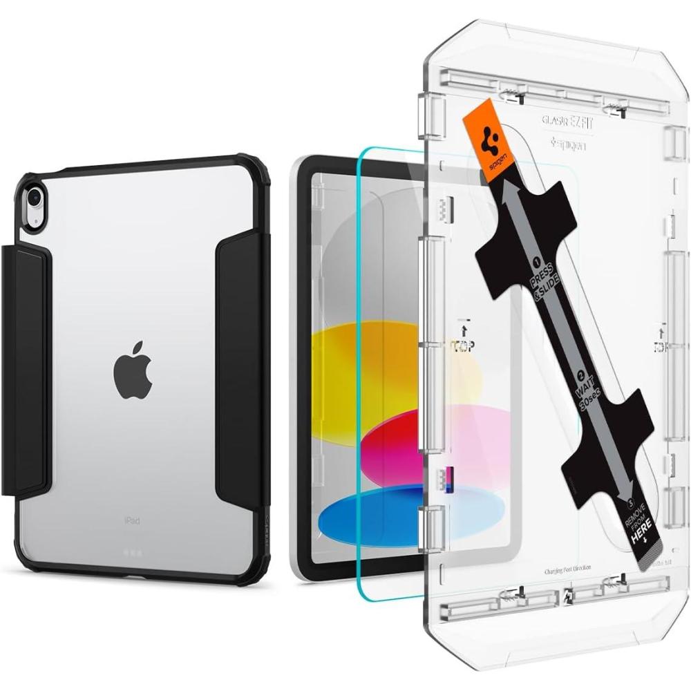 imageSpigen iPad 109 Ultra Hybrid Pro Black amp iPad 109 10th Gen GlastR EZ Fit 1P