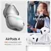 Spigen Ultra Hybrid Designed AirPods 4 Case (2024) Anti-Yellowing Clear Cover with Carabiner Key Chain – Jet White(Jet White)