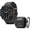 Spigen Rugged Armor Case (Matte Black) Designed for Samsung Galaxy Buds3 Pro and Rugged Armor Case with Durable TPU Cover (Matte Black) Designed for Samsung Galaxy Watch Ultra 47mm