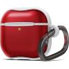 Spigen Ultra Hybrid Designed for AirPods 4 Case (2024) Retro Design Cover with Carabiner Key Chain – Classic C1 Graphite(Classic C1 Ruby)