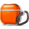 Spigen Ultra Hybrid Designed for AirPods 4 Case (2024) Retro Design Cover with Carabiner Key Chain – Classic C1 Graphite(Classic C1 Tangerine)