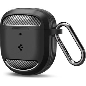 Spigen Rugged Armor Designed for Bose QuietComfort Ultra Earbuds Case (2023) and Bose QuietComfort Earbuds II Case (2022) – Matte Black(Black)