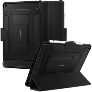 Spigen for iPad 10.2 Case, iPad 9th Generation Case (2021) / iPad 8th Generation Case (2020) / iPad 7th Generation Case (2019), Rugged Armor Pro Protective Tri-Fold Cover with Pencil Holder, Black(Black)