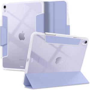 Spigen for iPad Air 11 Inch Case M3/M2 (2025-2024), 10.9 Inch 5th/4th Generation Case (2022/2020), Ultra Hybrid Pro Tri-Fold Cover Transparent Back and with Pencil Holder, Black(Lavender)