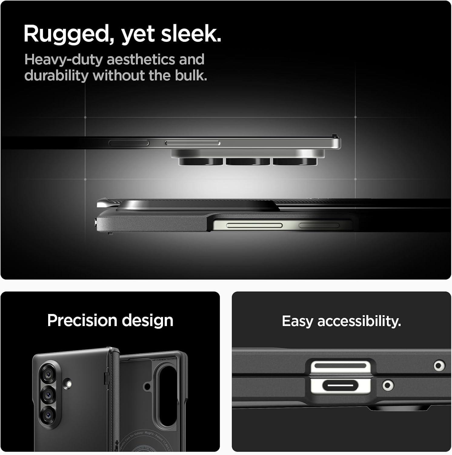 imageSpigen for Galaxy Z Fold 7 Case Slim Armor Pro MagFit Hinge Protection Fast Wireless ChargingMagnet for Galaxy Metal SlateBlack