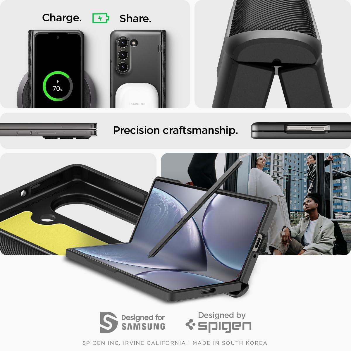 imageSpigen for Galaxy Z Fold 7 Case Slim Armor Pro MagFit Hinge Protection Fast Wireless ChargingMagnet for Galaxy Metal SlateBlack