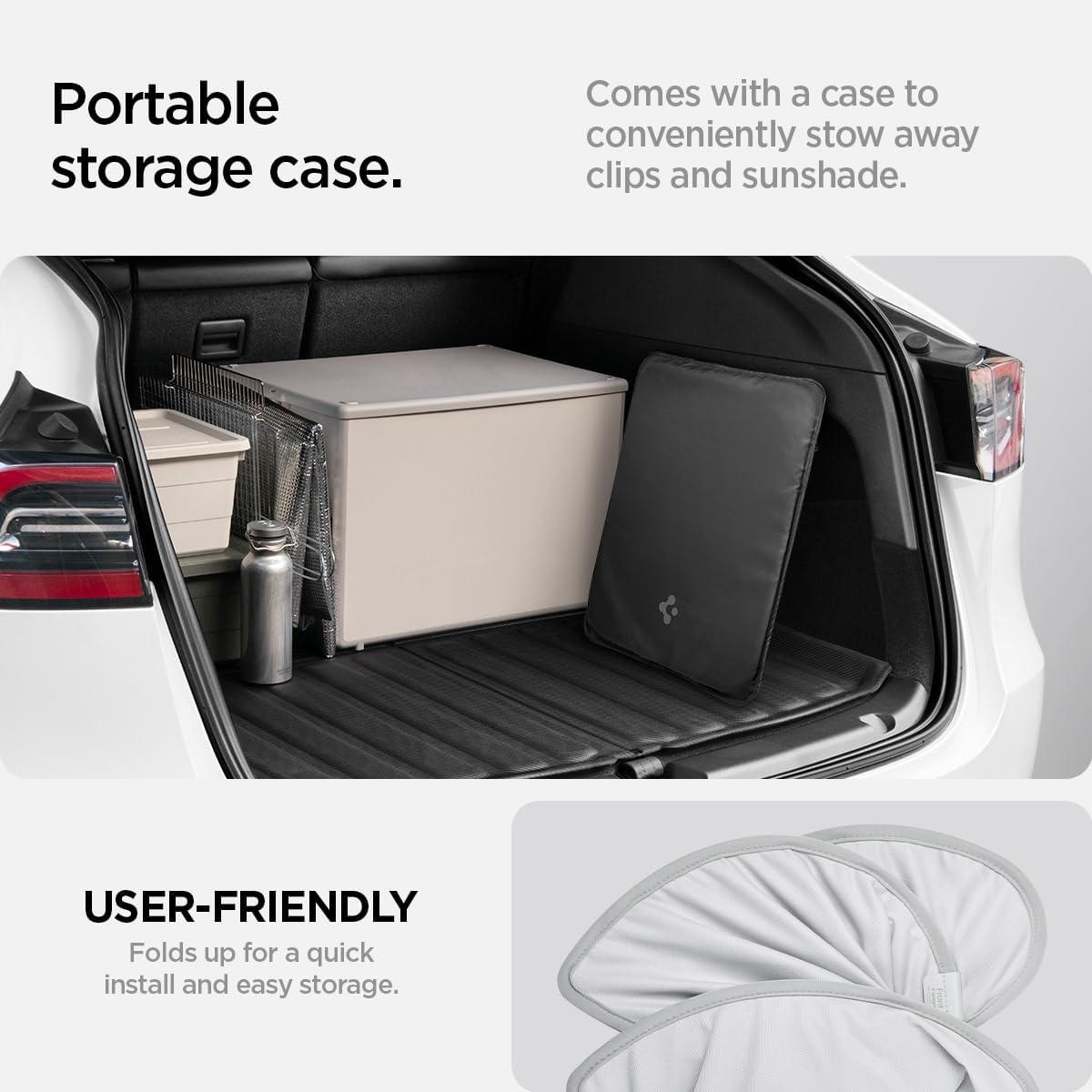 imageSpigen Front Windshield Sunshade for All Tesla Model Y amp 3 Dual Layered Protection Car Accessories for Model Y Juniper and Model 3 Highland Gift for Tesla OwnerRoof