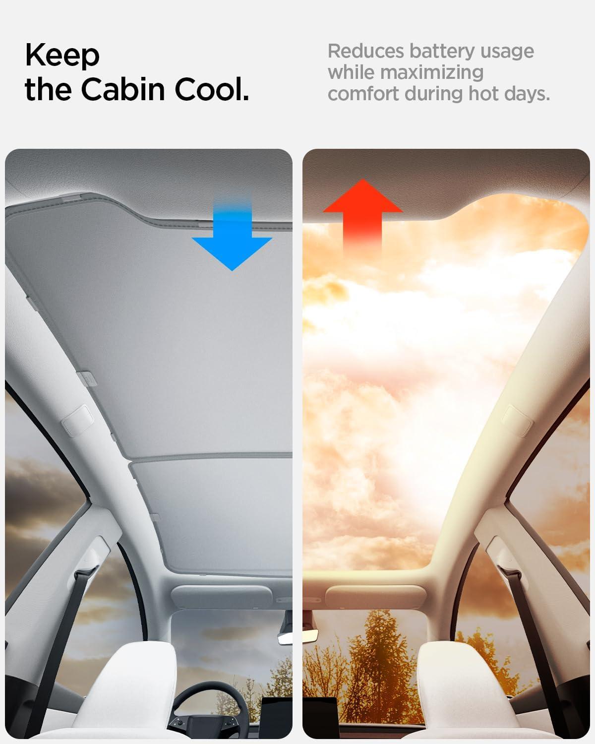 imageSpigen Front Windshield Sunshade for All Tesla Model Y amp 3 Dual Layered Protection Car Accessories for Model Y Juniper and Model 3 Highland Gift for Tesla OwnerRoof