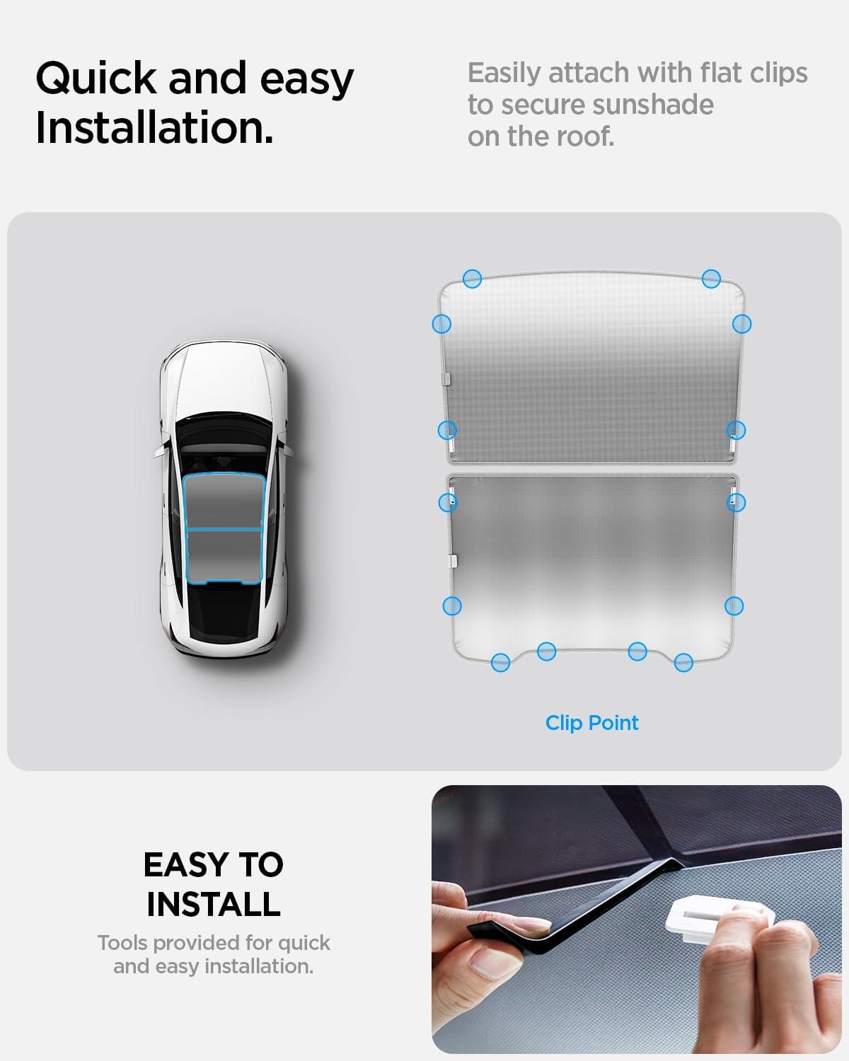 imageSpigen Front Windshield Sunshade for All Tesla Model Y amp 3 Dual Layered Protection Car Accessories for Model Y Juniper and Model 3 Highland Gift for Tesla OwnerRoof