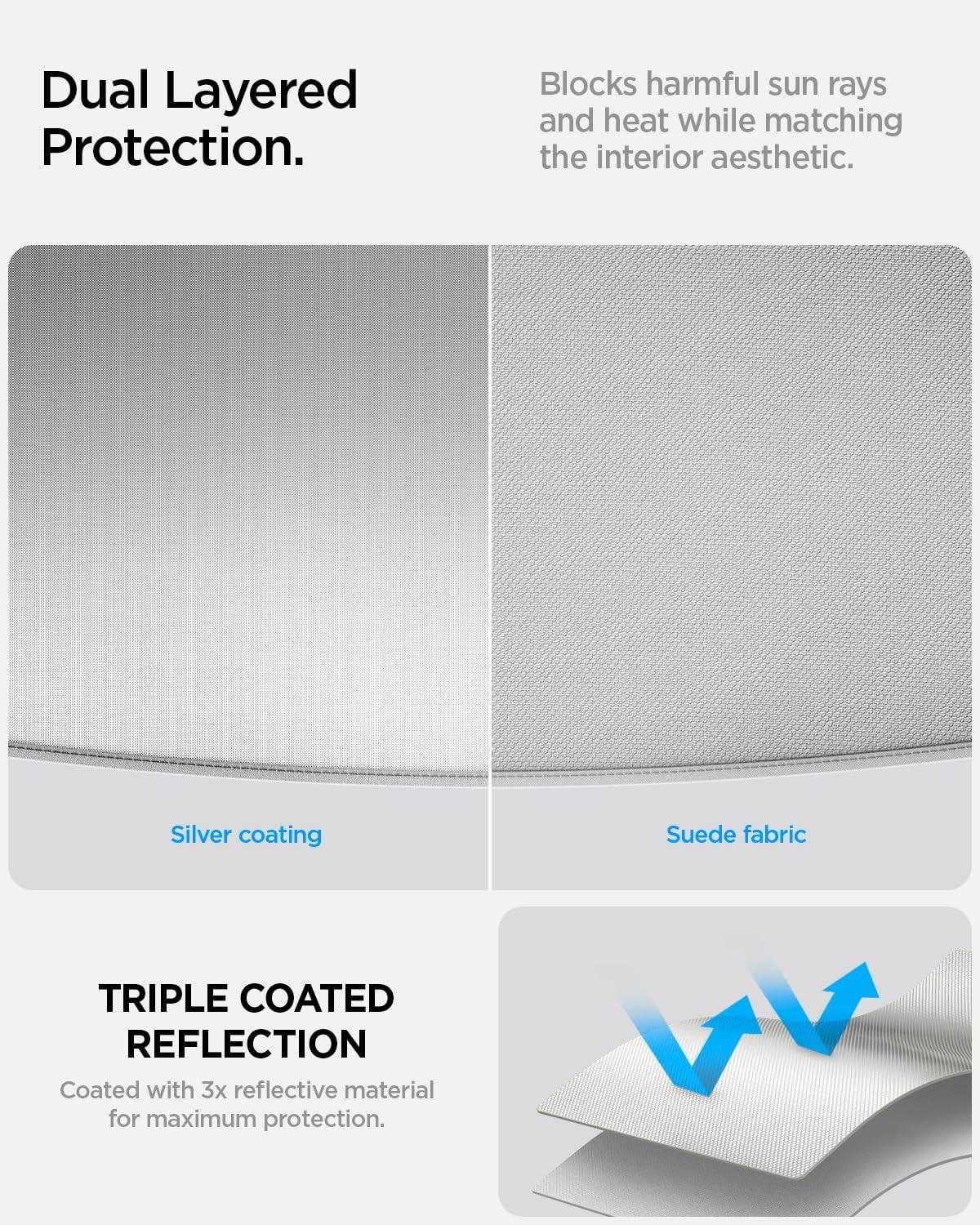 imageSpigen Front Windshield Sunshade for All Tesla Model Y amp 3 Dual Layered Protection Car Accessories for Model Y Juniper and Model 3 Highland Gift for Tesla OwnerRoof