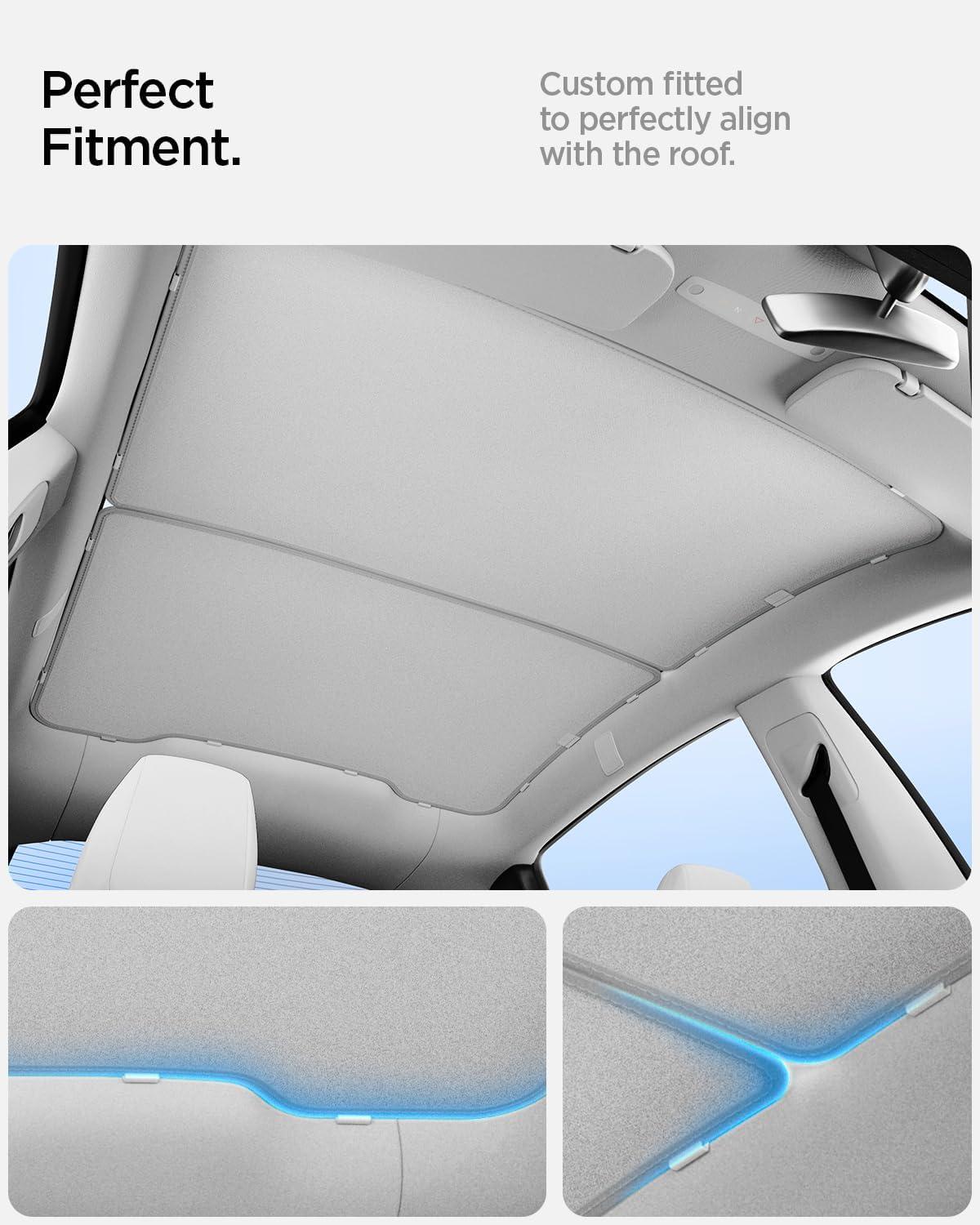 imageSpigen Front Windshield Sunshade for All Tesla Model Y amp 3 Dual Layered Protection Car Accessories for Model Y Juniper and Model 3 Highland Gift for Tesla OwnerRoof
