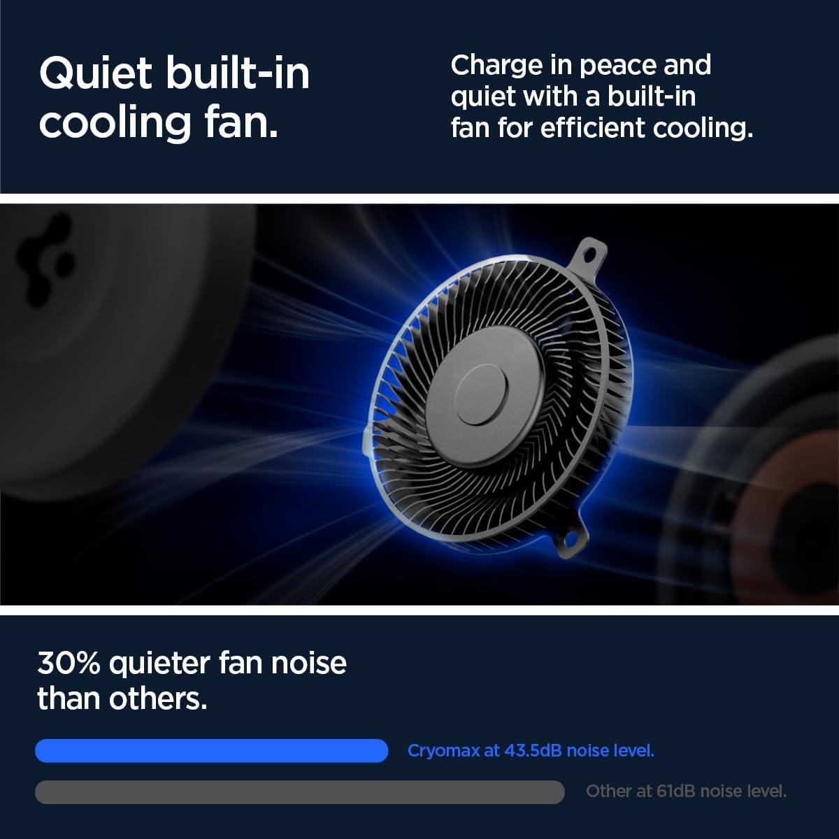 imageSpigen OneTap Pro 3 Cryomax Fast Charging with UltraQuiet Noiseless Cooling Wireless MagSafe Car Mount Charger Airvent Hook Designed for iPhone 16 Pro Max 16 Pro 16 Plus 15 14 13 amp 12 Series