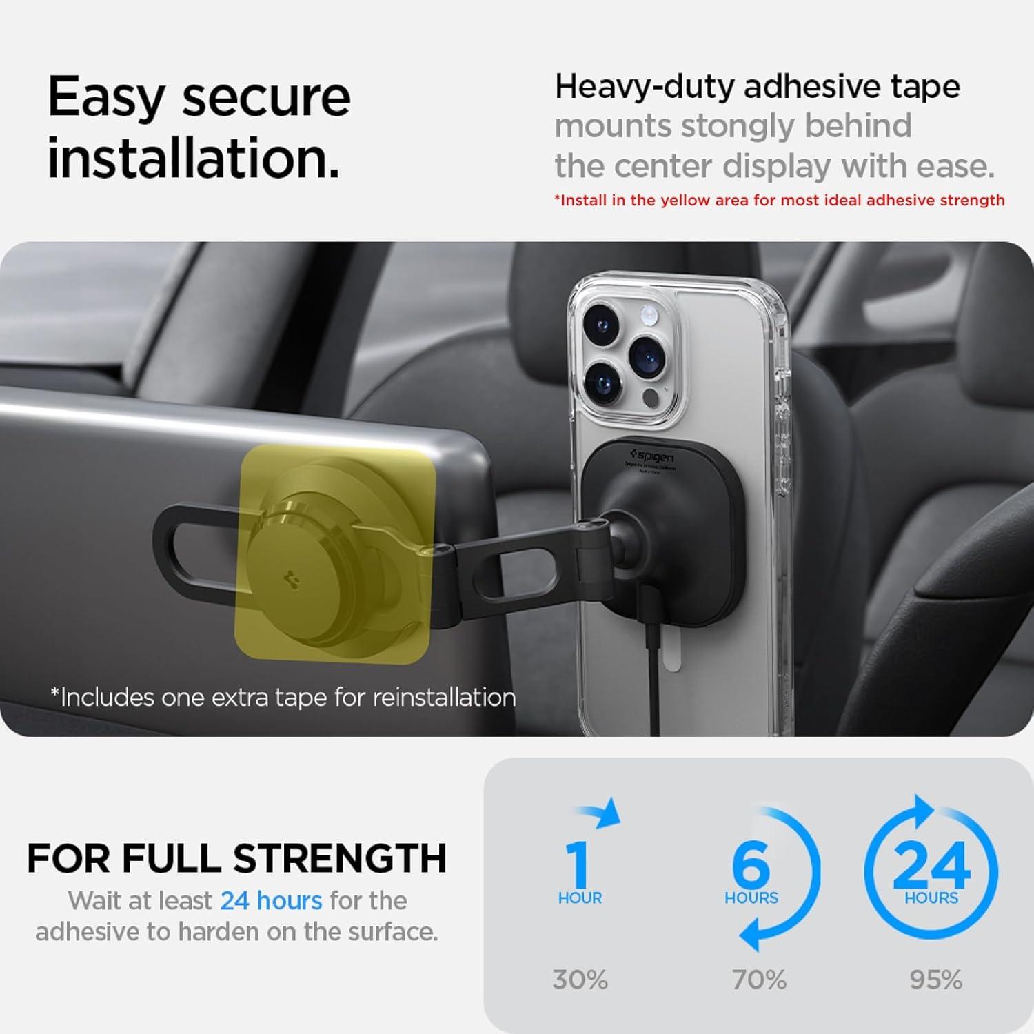 imageSpigen OneTap Pro 3 Tesla Phone Mount Foladable and Hidden for All Tesla Model Y3SXCybertruck with Charging MagSafePixelsnap Compatible with Updated 16in Screen for Tesla