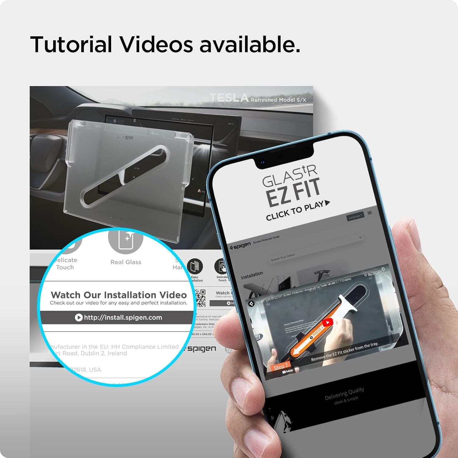 imageSpigen Tempered Glass Screen Protector GlasTR EZ FIT Designed for Tesla Model S 20262021 Tesla Model X 20262022 17 inch Dashboard Touchscreen MatteAnti Fingerprint