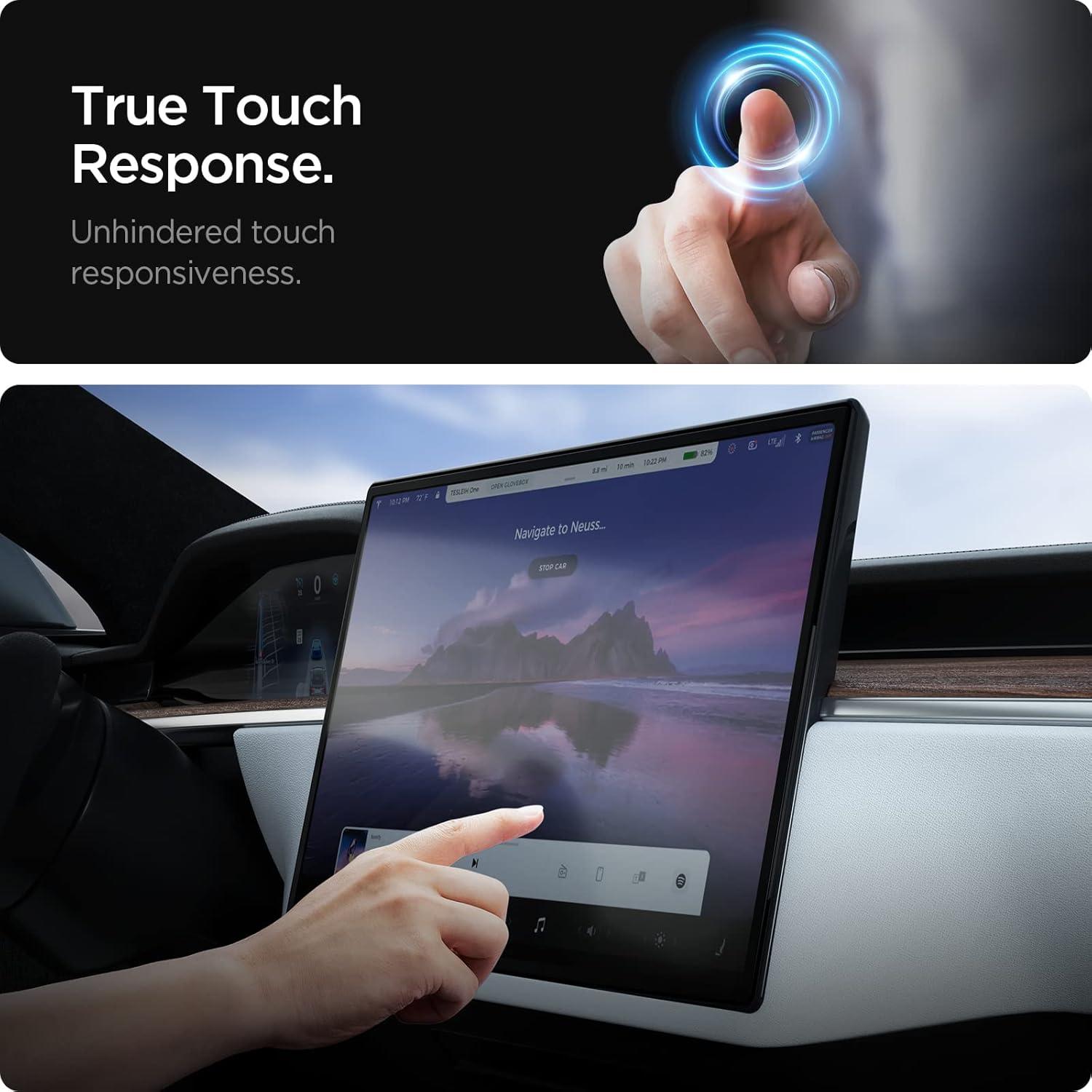 imageSpigen Tempered Glass Screen Protector GlasTR EZ FIT Designed for Tesla Model S 20262021 Tesla Model X 20262022 17 inch Dashboard Touchscreen MatteAnti Fingerprint