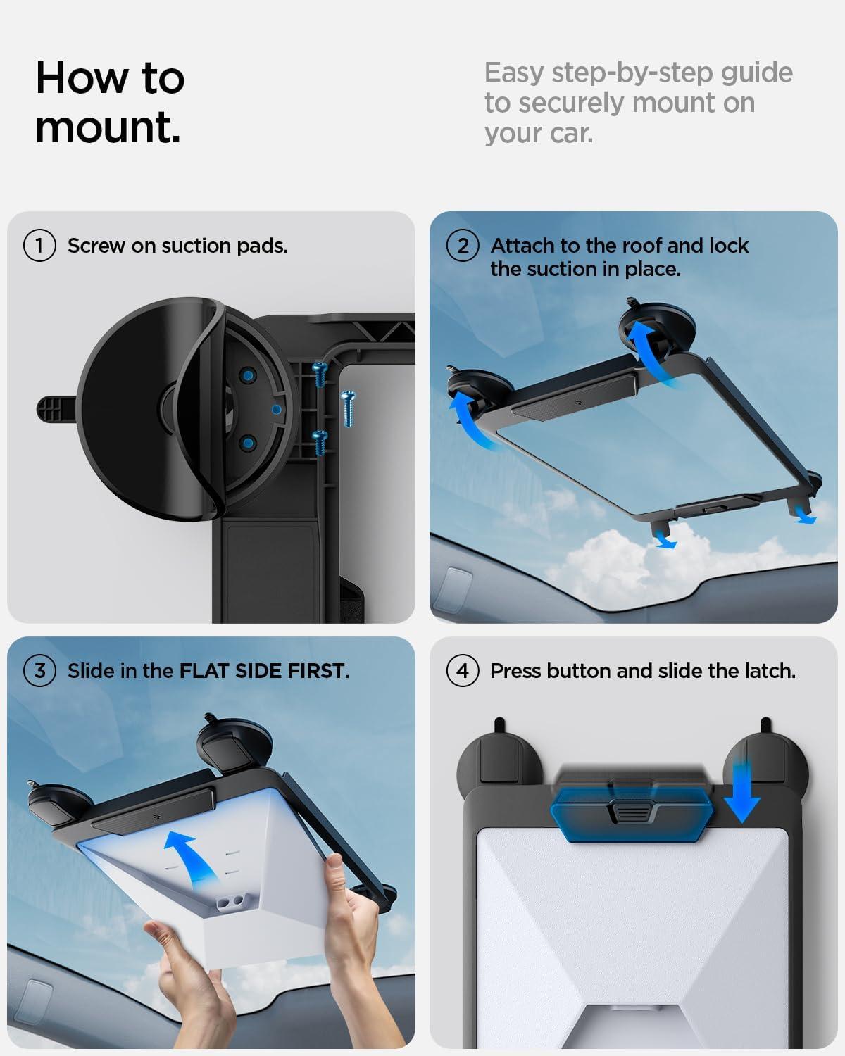 imageSpigen for Starlink Mini Mount Rattleproof QuickRelease Design with Strong Suction Cups Holds 50 lb Force Mounting Kit for Cars RV Boats Windows Glass and SunroofStarlink Mini