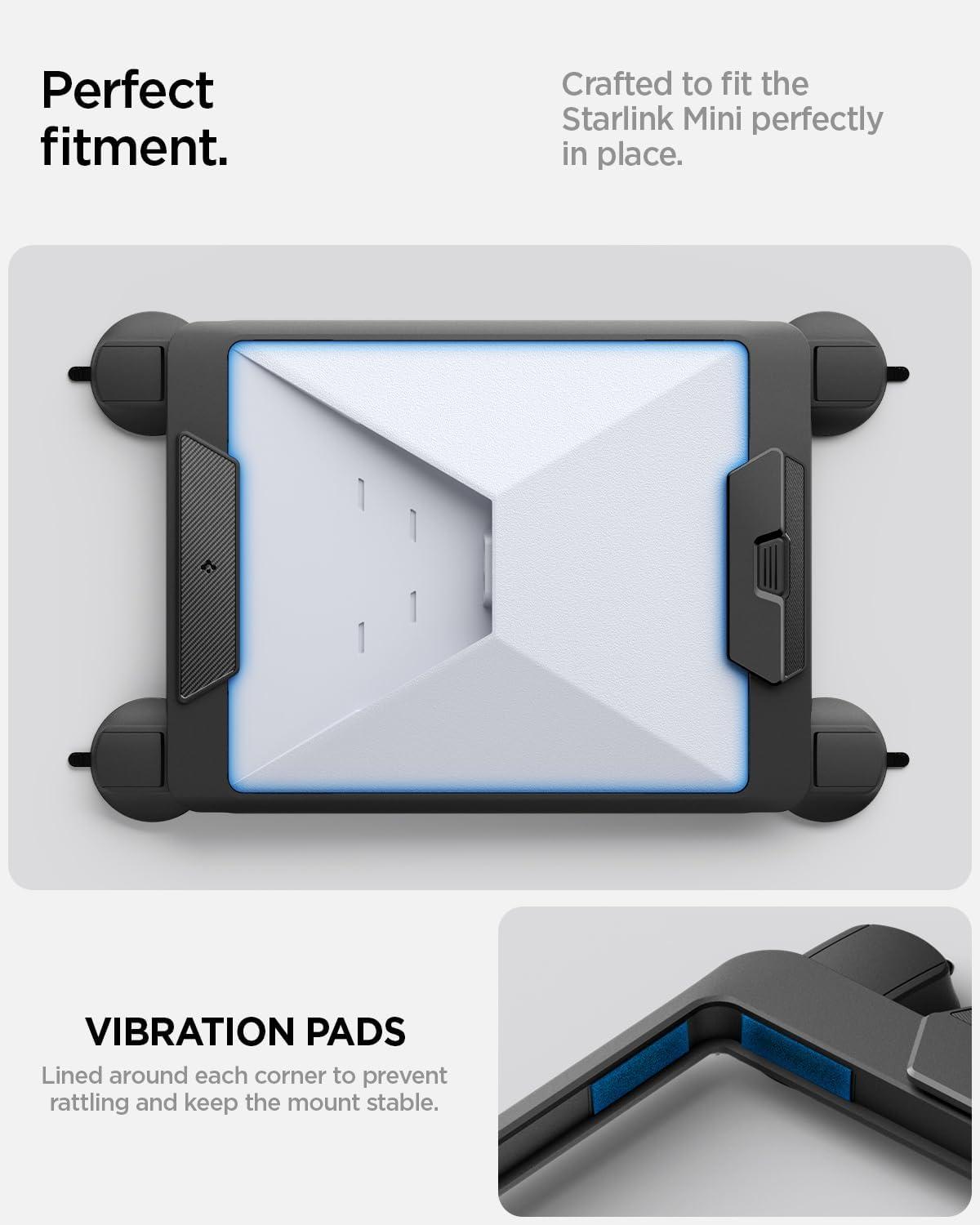 imageSpigen for Starlink Mini Mount Rattleproof QuickRelease Design with Strong Suction Cups Holds 50 lb Force Mounting Kit for Cars RV Boats Windows Glass and SunroofStarlink Mini