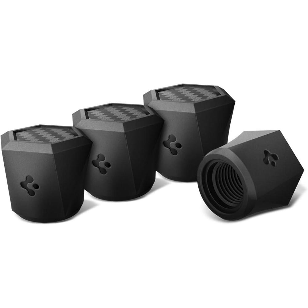 imageSpigen Magnetic Car Tire Valve Caps in Carbon Black Never Lose Fade Resistant for Schrader Valve Stem Caps  4 PackCarbon