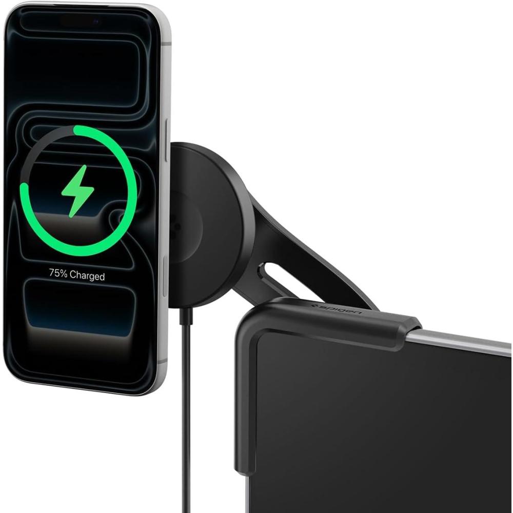 imageSpigen TapLock Qi2 MagSafe Charging Tesla Phone Mount for Tesla Model Y Juniper 202526 amp Model 3YSX  for iPhones with MagSafe amp Pixelsnap Not Compatible with Updated 16in QHD ScreenCharging MagSafe Mount