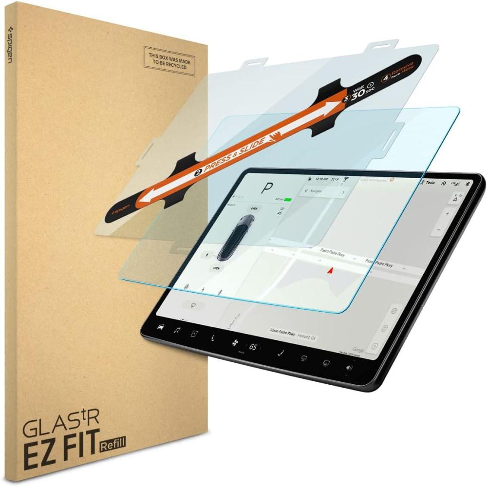 imageSpigen Tempered Glass Screen Protector GlasTR EZ FIT  Refill Designed for Tesla Model 3 20232017 Tesla Model Y 20242021 15 inch Dashboard Touchscreen  MatteAnti Fingerprint