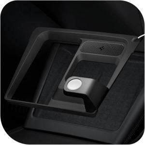 Spigen 3-in-1 Organizer Mount for Legacy Tesla Model Y 2022-2024 & Model 3 2022-2023 (Watch Charger Not Included) – Uses Tesla Wireless Charging Pad – for iPhone, AirPods, Apple Watch(New Model 3 2024-25 (Highland))