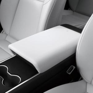 Spigen Center Console Armrest Cover for Tesla Model Y (2020-2024) & Model 3 (2017-2023) [Not Compatible with Model Y Juniper 2025/26 & Model 3 Highland 2024/25] – Black(White)