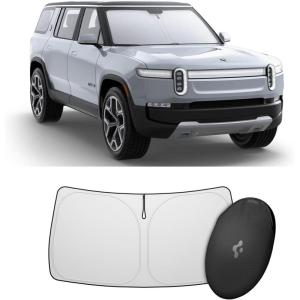 Spigen Front Windshield Sunshade for All Tesla Model Y & 3 | Dual Layered Protection Car Accessories for Model Y Juniper and Model 3 Highland | Gift for Tesla Owner(Windshield)
