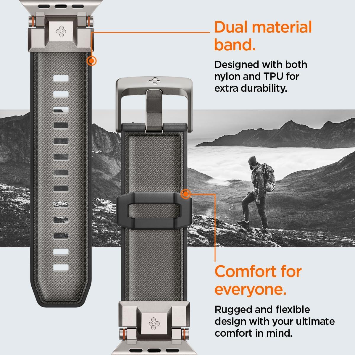 imageSpigen DuraPro Armor Durable Metal Connector Strap Designed for Apple Watch Band Compatible with Ultra 21 49mm Series 10 46mm 987 45mm SE2SE654 44mm 321 42mmGray