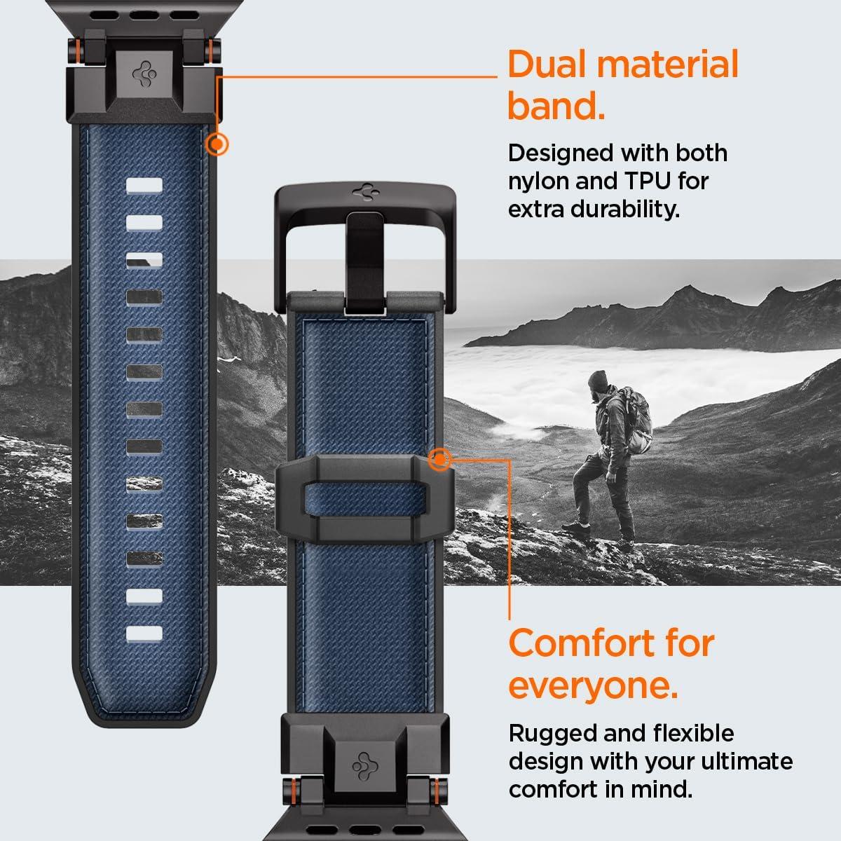 imageSpigen DuraPro Armor Durable Metal Connector Strap Designed for Apple Watch Band Compatible with Ultra 21 49mm Series 10 46mm 987 45mm SE2SE654 44mm 321 42mmNavy Blue