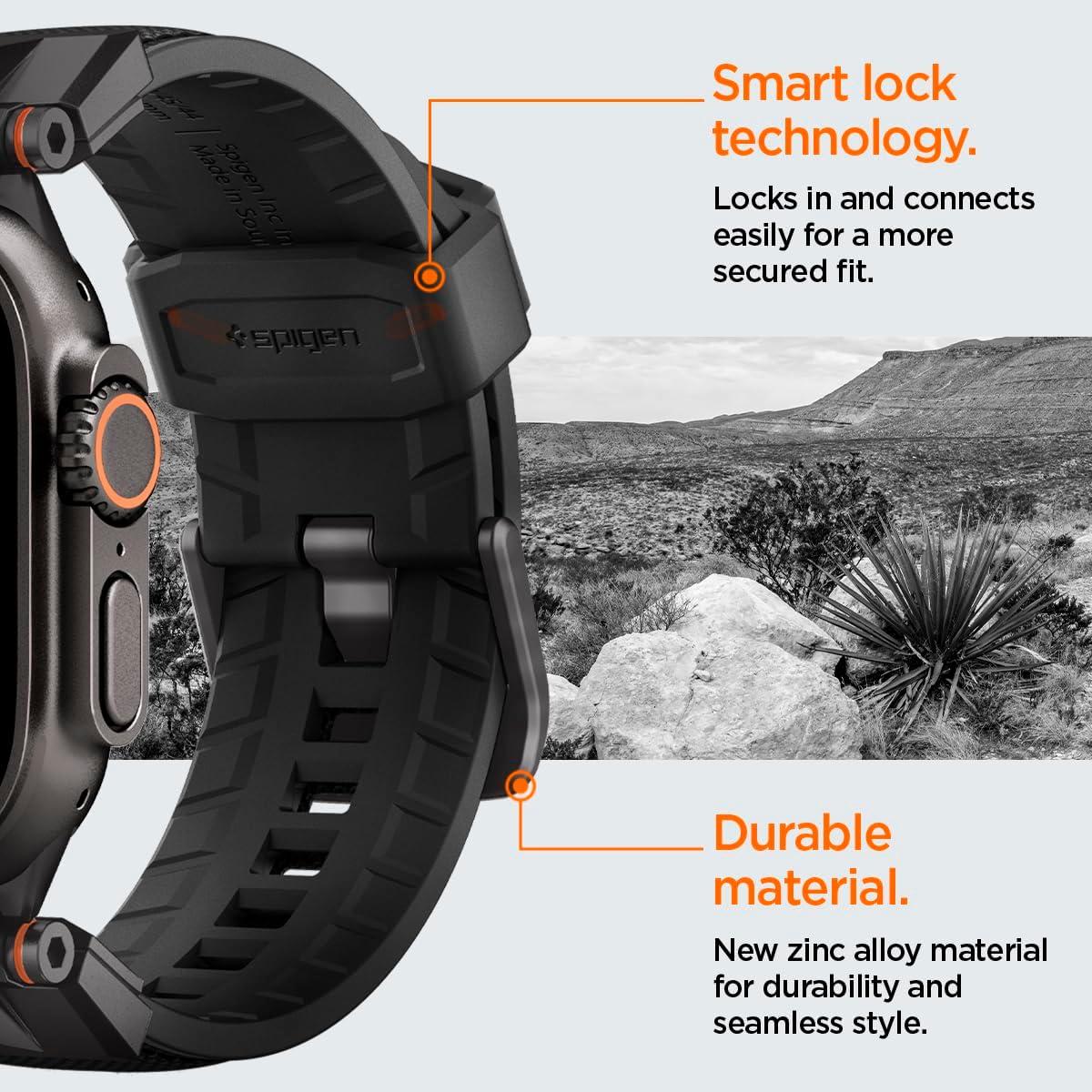 imageSpigen DuraPro Armor Durable Metal Connector Strap Designed for Apple Watch Band Compatible with Ultra 21 49mm Series 10 46mm 987 45mm SE2SE654 44mm 321 42mmBlack Edition