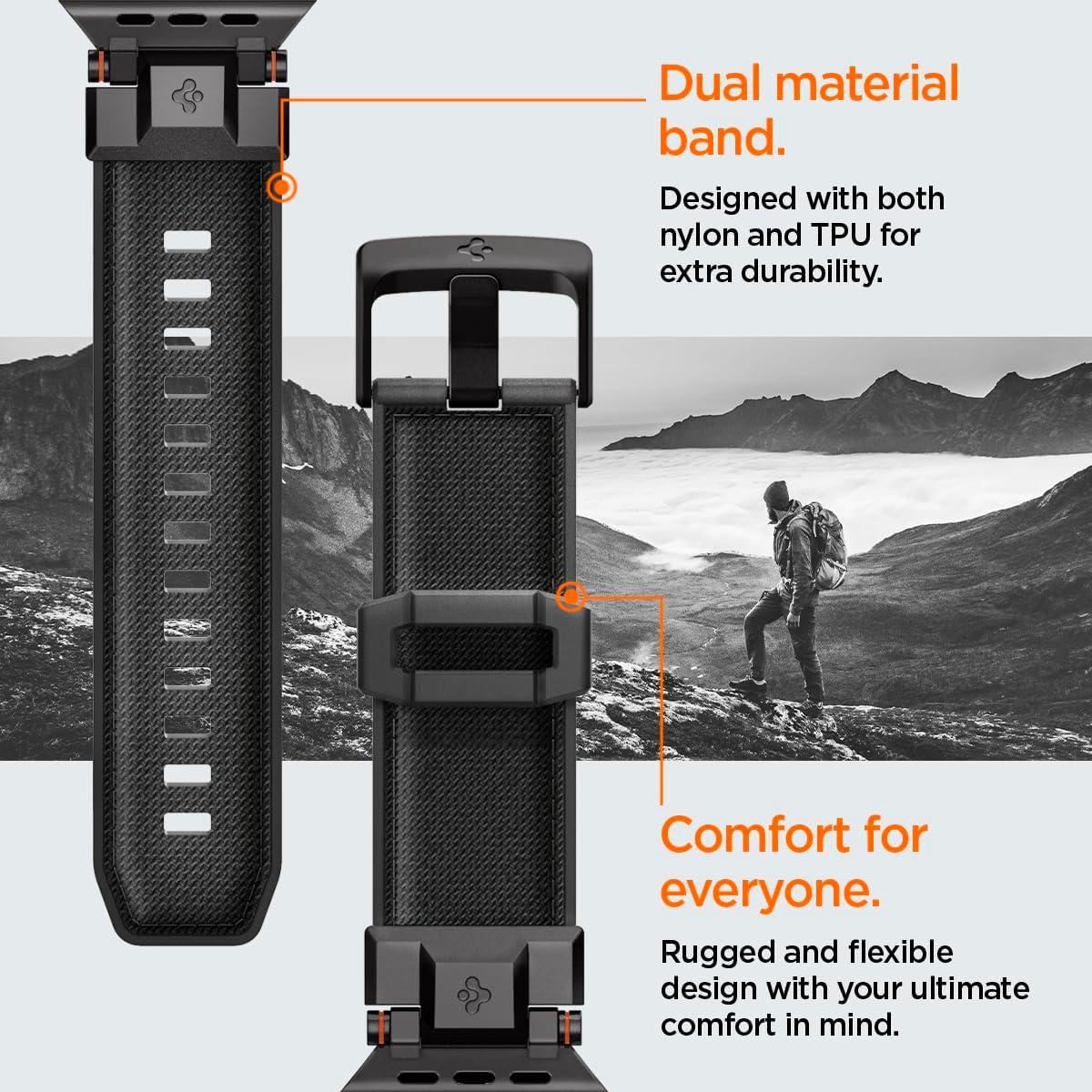 imageSpigen DuraPro Armor Durable Metal Connector Strap Designed for Apple Watch Band Compatible with Ultra 21 49mm Series 10 46mm 987 45mm SE2SE654 44mm 321 42mmBlack Edition