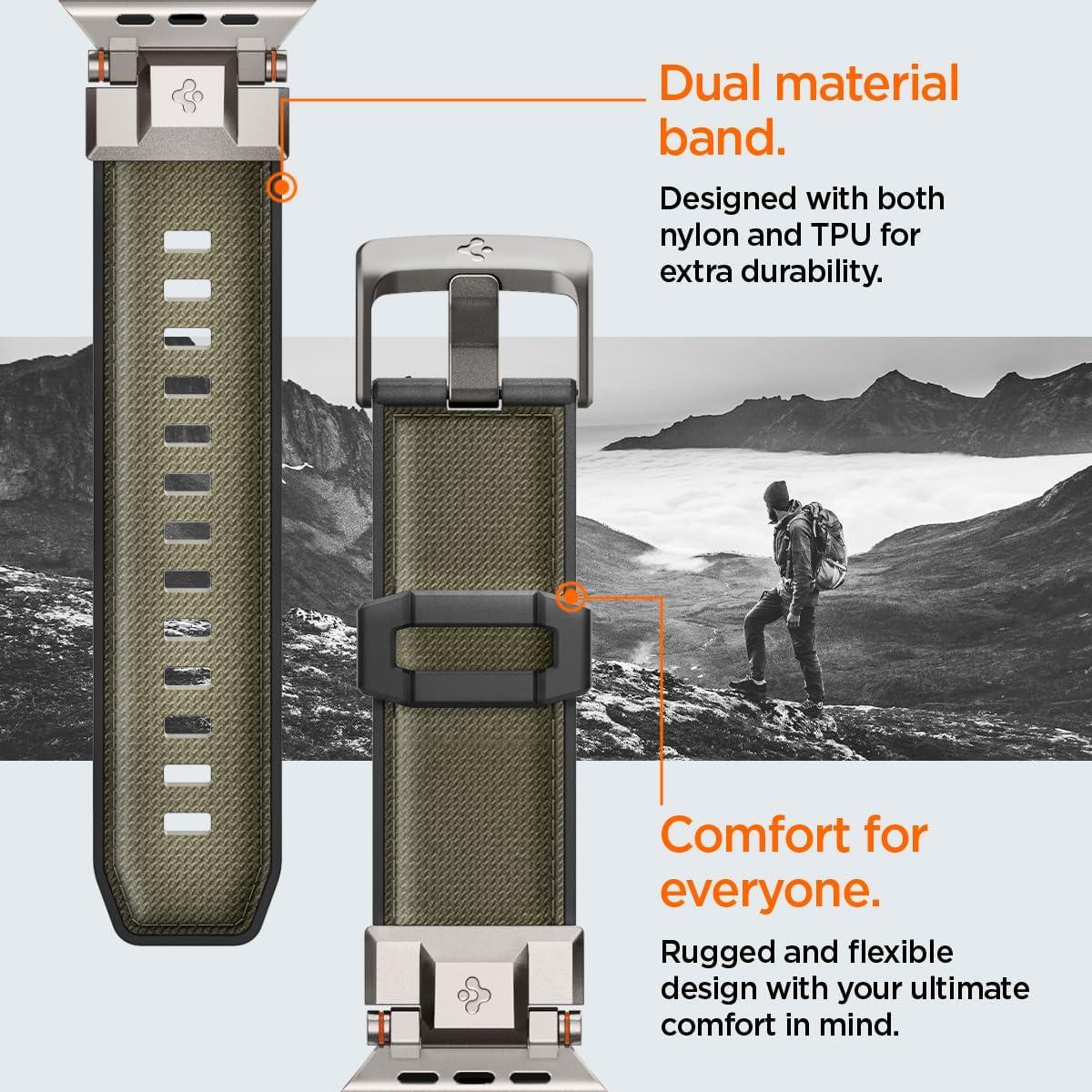 imageSpigen DuraPro Armor Durable Metal Connector Strap Designed for Apple Watch Band Compatible with Ultra 21 49mm Series 10 46mm 987 45mm SE2SE654 44mm 321 42mmMilitary Green