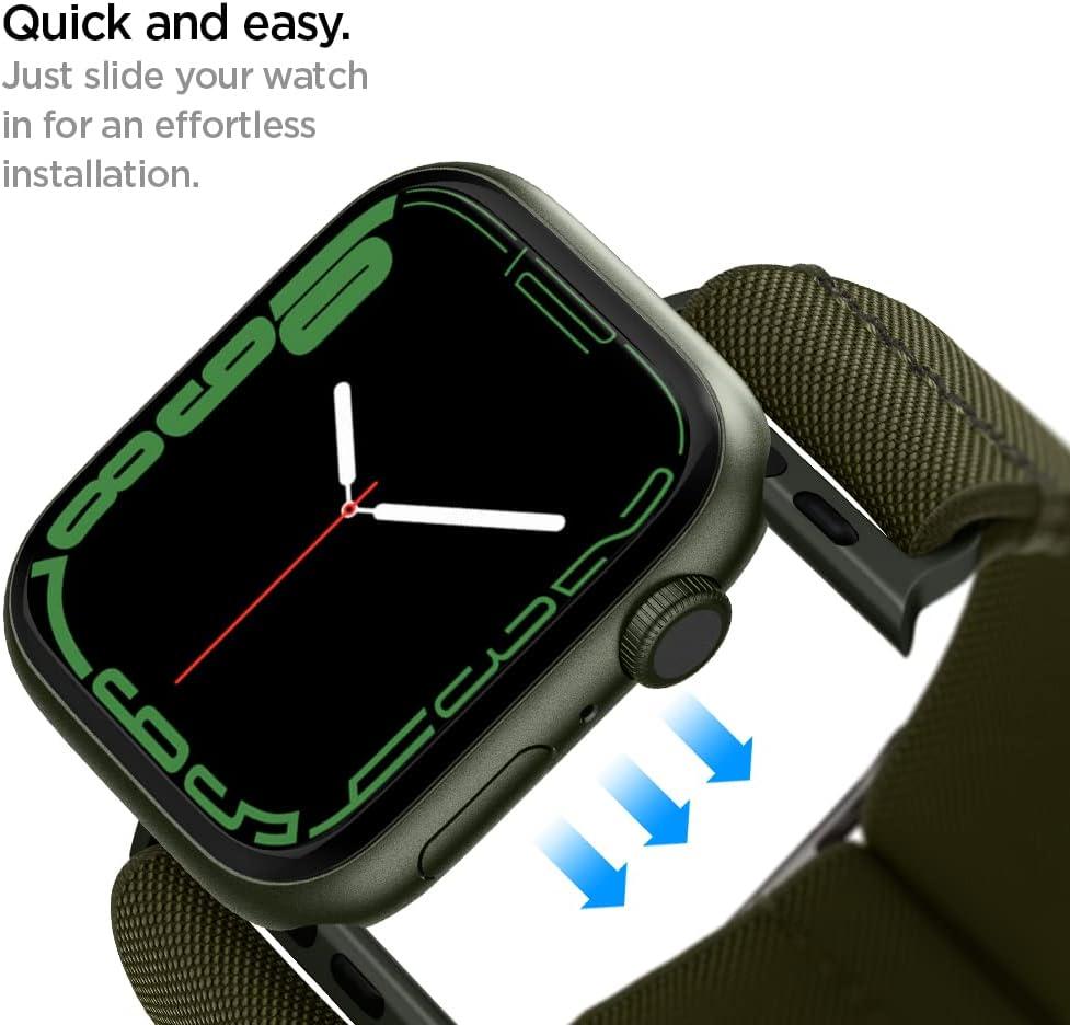 imageSpigen Lite Fit Designed for Apple Watch Band Compatible with Ultra 321 49mm Series 1110 46mm 987 45mm SE3SE2SE654 44mm 321 42mm Nylon Solo Loop Strap Khaki