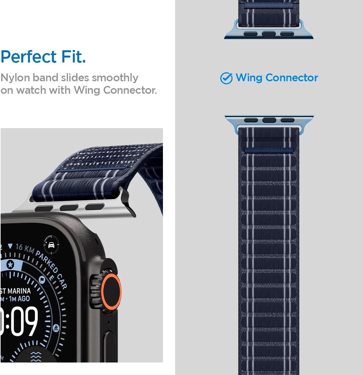 imageSpigen for Apple Watch Band Compatible with Ultra 321 49mm Series 1110 46mm 987 45mm SE3SE2SE654 44mm 321 42mm Lightweight Fabric StrapNavy