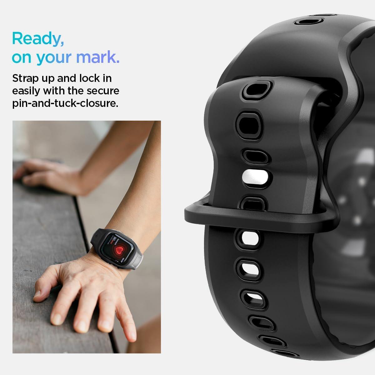 imageSpigen for Apple Watch Series 11 46mm Band Liquid Air Pro Compatible with Series 1110 Sport Case with StrapMatte Black