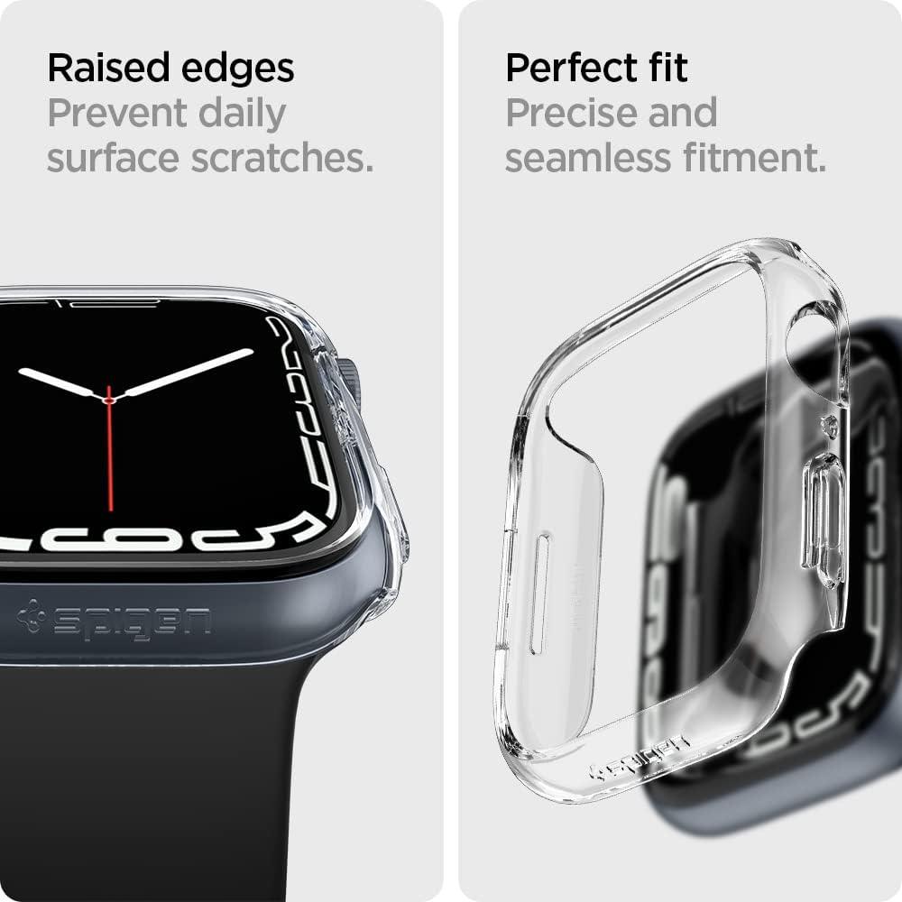 imageSpigen for Apple Watch Series 11 Case Thin Fit Compatible with Series 1110 42mm Lightweight Shockproof Bumper ScratchResistant Hard PC Cover Accessories BlackCrystal Clear