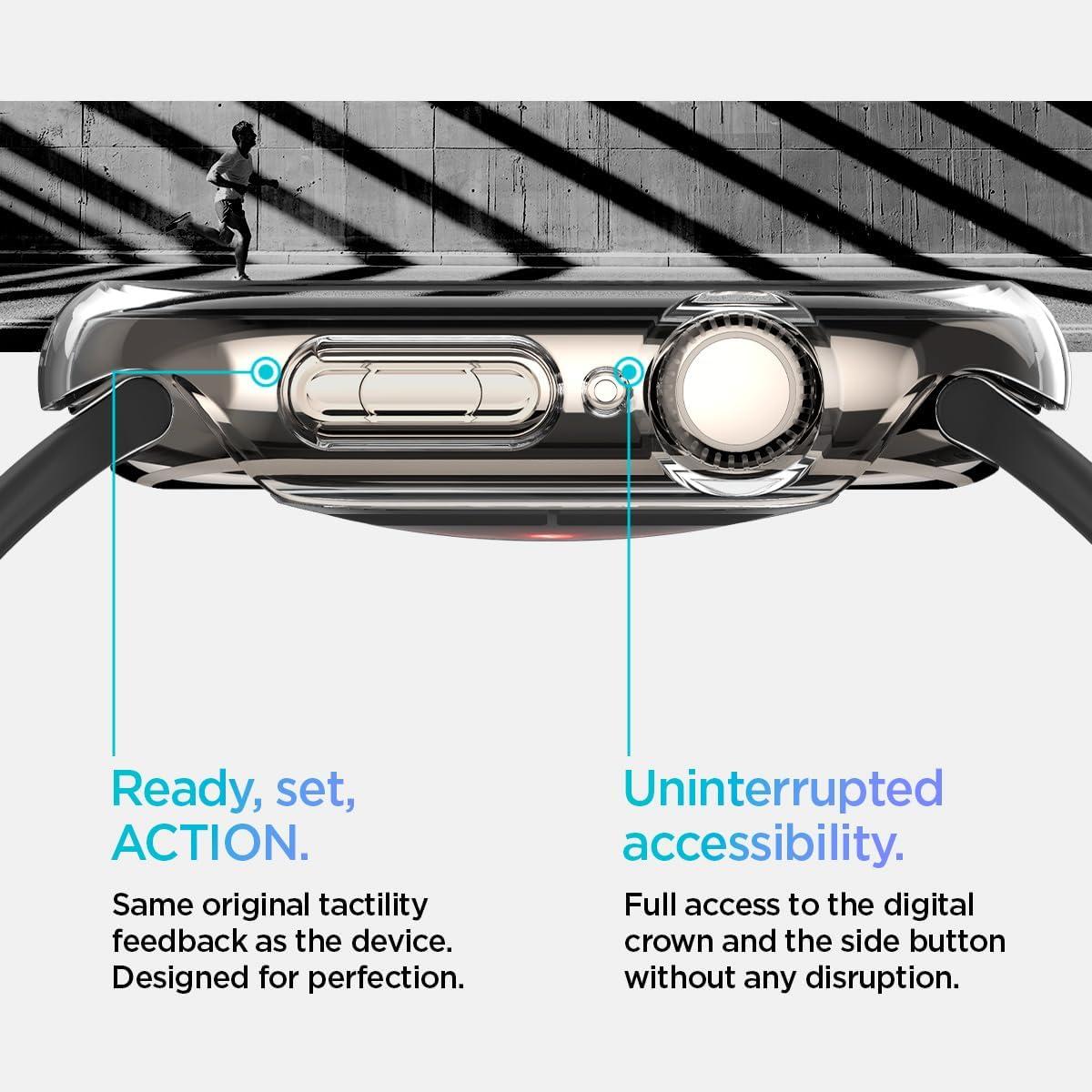 imageSpigen for Apple Watch Series 11 Case Thin Fit Compatible with Series 1110 42mm Lightweight Shockproof Bumper ScratchResistant Hard PC Cover Accessories BlackCrystal Clear