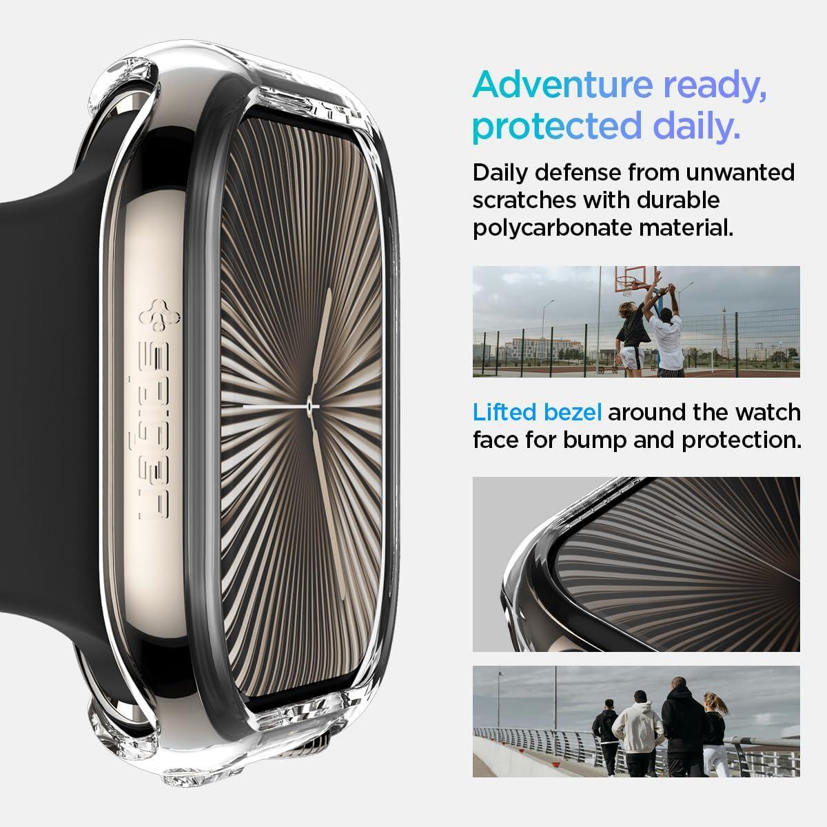 imageSpigen for Apple Watch Series 11 Case Thin Fit Compatible with Series 1110 42mm Lightweight Shockproof Bumper ScratchResistant Hard PC Cover Accessories BlackCrystal Clear