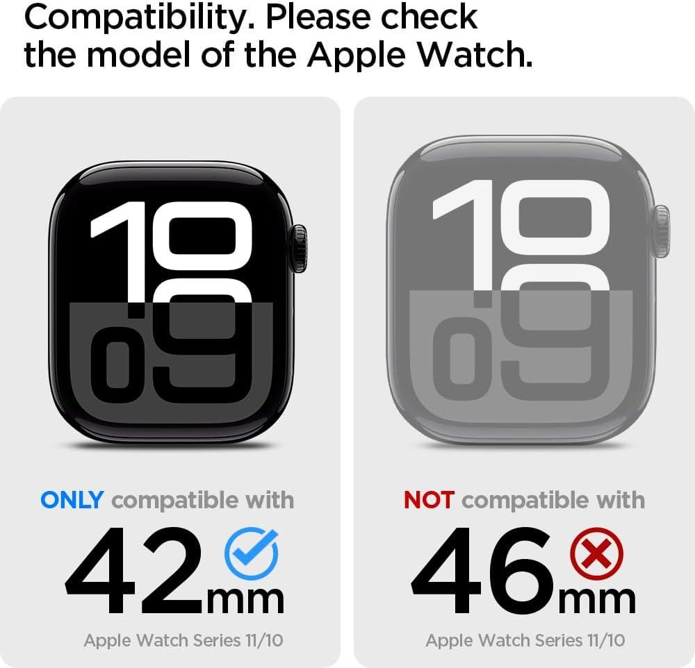imageSpigen for Apple Watch Series 11 Case Thin Fit Compatible with Series 1110 42mm Lightweight Shockproof Bumper ScratchResistant Hard PC Cover Accessories BlackCrystal Clear