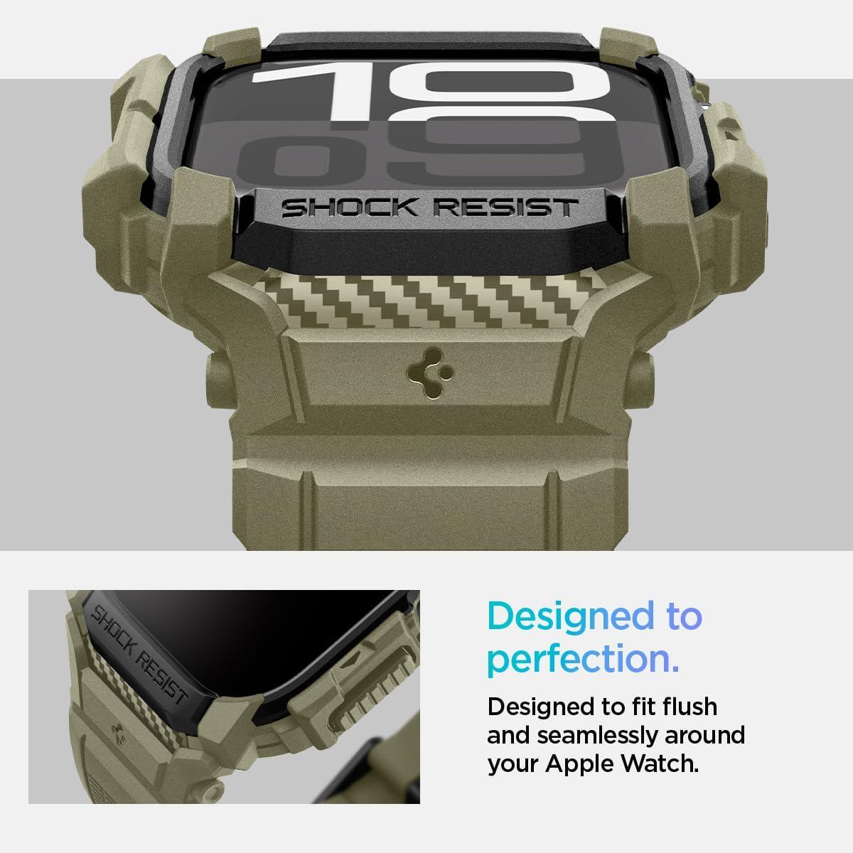imageSpigen for Apple Watch Series 1110 46mm Band with Case Rugged Armor Pro Cover with StrapVintage Khaki