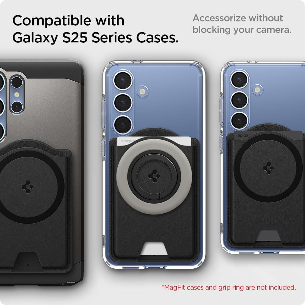 imageSpigen for MagSafe Wallet Holds 3 Cards Compatible with Galaxy S25UltraEdgePlus Z Fold 7 Pixel 10 ProPro XLFold iPhone 171615141312 Plaud Note Card Holder PU Black MagFit MagFit Magnetic Case Only Holds up to 3 CardsPU Black MagFit