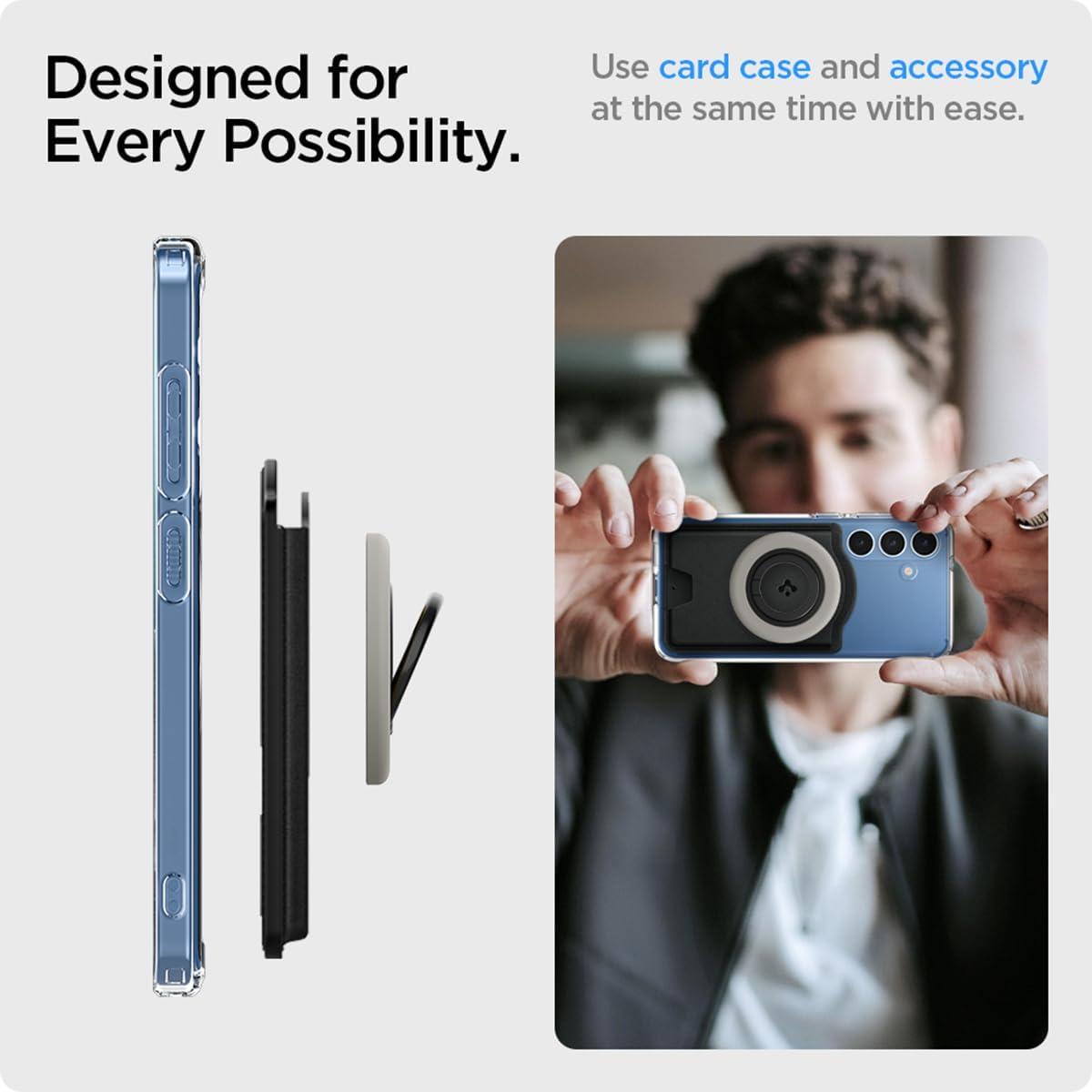 imageSpigen for MagSafe Wallet Holds 3 Cards Compatible with Galaxy S25UltraEdgePlus Z Fold 7 Pixel 10 ProPro XLFold iPhone 171615141312 Plaud Note Card Holder PU Black MagFit MagFit Magnetic Case Only Holds up to 3 CardsPU Black MagFit